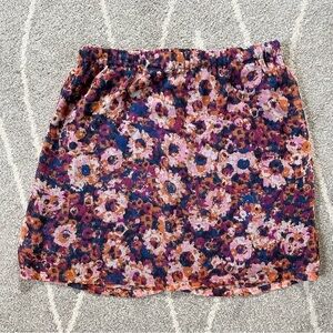 Mossimo Navy and Purple Floral Chiffon Pull on Mini Skirt